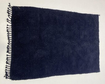 Black Boujaad Wool Rug - Moroccan Handmade Flatweave Carpet