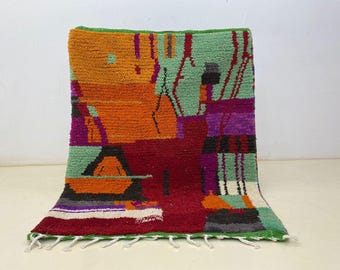 Farbenfroher marokkanischer Teppich: Boho-Wollteppich (handgefertigt, 9 x 12 Fuß)