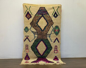 Beni Ourain Wool Rug: Colorful Geometric Moroccan Carpet
