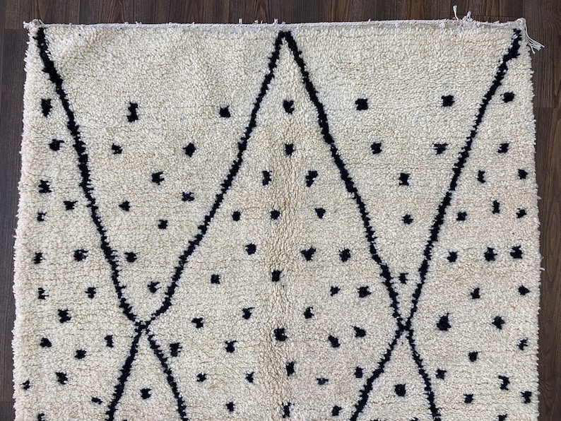 Atlas Mountains Rug Atlas Mountains Wool Rug: Soft Shaggy, White and Black Moroccan - Etsy