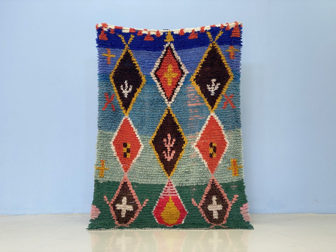 COLORFUL BERBER RUG 6.2x3.9 Ftvintage Moroccan Rugbeni Ourain Rug