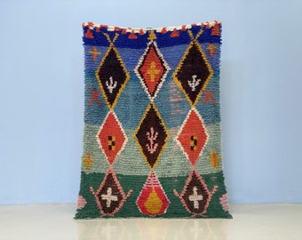 Colorful Rug for Living Room 6.2x3.9 ft-Vintage Moroccan Rug-Handwoven Rug-Unique Vintage Moroccan Rug-Geometric Vintage Rug-Beni Ourain Rug
