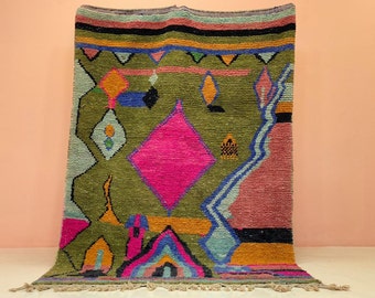 Green Custom Rug-Fabulous Custom Rug-Handwoven Wool Carpet-Rug for Living Room-Beni Ourain Carpet-Artistic Wool Carpet-Bohemian Carpet