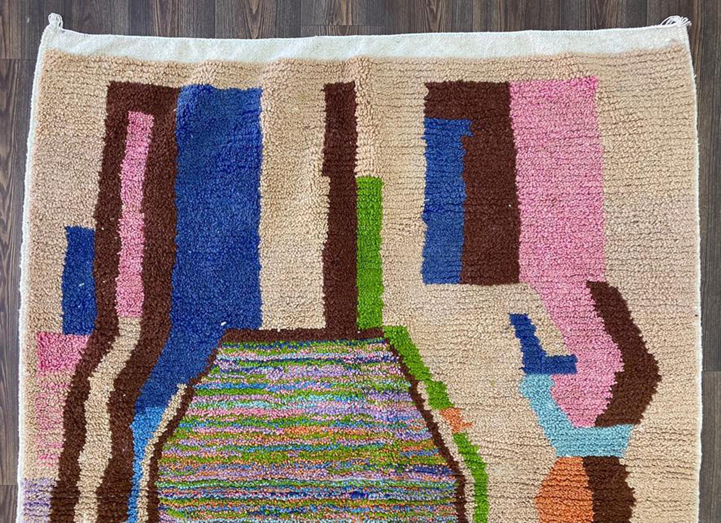 モロッコウールラグ：幾何学模様 - ハンドメイド、洗える - Etsy 日本
