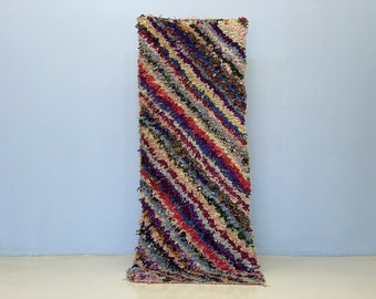 Boucherouite Vintage Runner 6.8x2.8 ft-Hallway Vintage Runner-Long BeniOurain Runner-Long Berber Runner-Geometric Runner-Entrance runner rug