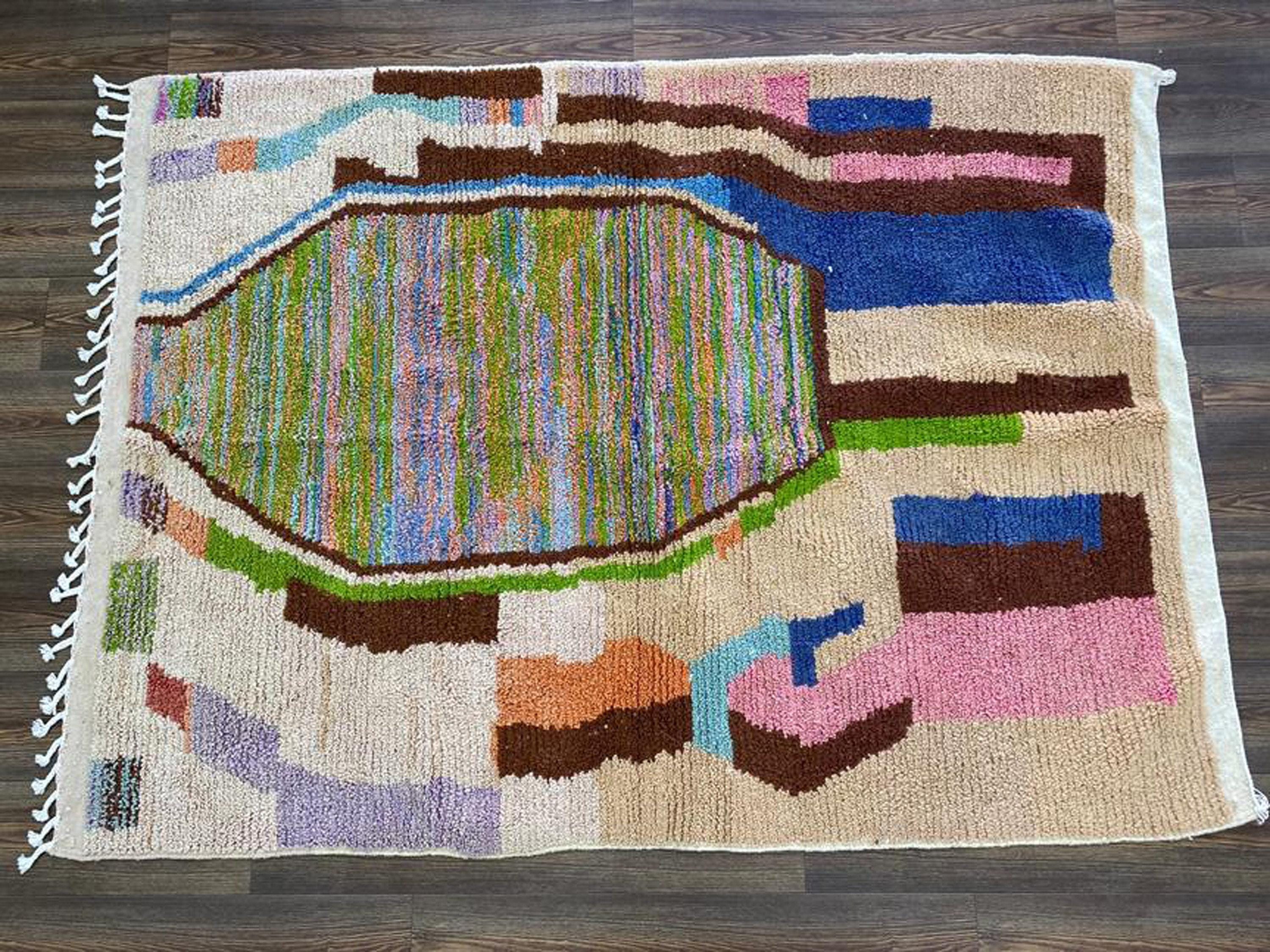 モロッコウールラグ：幾何学模様 - ハンドメイド、洗える - Etsy 日本