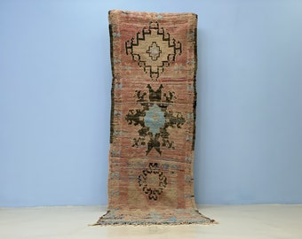 Jaren '60 Beni Ourain Runner 9,5x2,9 ft-Handgeweven Runner-Wasbare Wollen Runner-Marokkaanse Berber Runner-Unieke Vintage Area Runner-Keuken Runner Rug