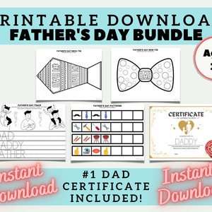 Father&#39;s Day, Activity Bundle, for Toddler, Preschool, Prek, Kindergarten, Printable Download