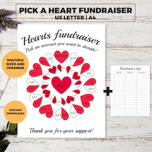 Fill my hearts Fundraiser, Black out my board, pick a heart fundraiser, all purpose fundraiser, fill in fundraiser flyer fundraiser template