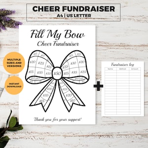 Fill my bow fundraiser, Cheerleader fundraiser, Fill my love for black out board, pick a date to donate, fill in fundraiser, team fundraiser