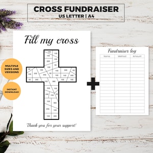 Raccolta fondi a croce per organizzazioni no-profit, obiettivo di raccolta fondi a croce, idea per la raccolta fondi &quot;Riempisci la mia croce&quot;, raccolta fondi stampabile per la chiesa, scegli una data per il campo estivo della chiesa