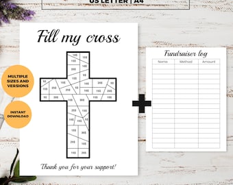 Cruz de recaudación de fondos para organizaciones sin fines de lucro, Cruz de objetivo de recaudación de fondos, idea para llenar mi cruz de recaudación de fondos, recaudación de fondos imprimible para la iglesia, campamento de la iglesia, elige una fecha