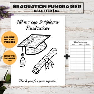 Graduation Fundraiser, Black out my board, fill my grad cap fundraiser, education fundraiser, fill in fundraiser flyer, fundraiser template