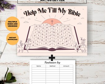 Ayúdame a llenar mi Biblia: recaudación de fondos para iglesias, viaje misionero, recaudación de fondos para completar, pizarra negra, recaudación de fondos para campamentos de iglesias, imprimible, idea para recaudación de fondos