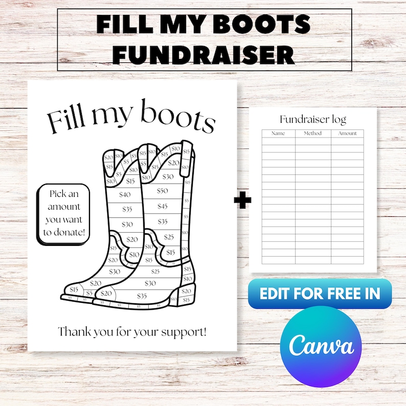 Editable Fill My Boots Fundraiser Canva Template, Rodeo Fundraiser ...