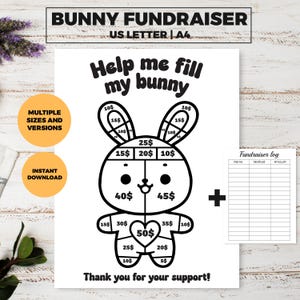 Bunny fundraiser, printable all Purpose Fundraiser, pick a date to donate, Black out my board, School fundraiser, JPG fill in fundraiser