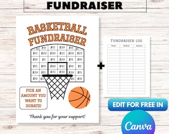 Plantilla editable de Canva para recaudar fondos para baloncesto, recaudación de fondos editable, llena mi amor por el pizarrón negro, elige una fecha para donar, completa el folleto