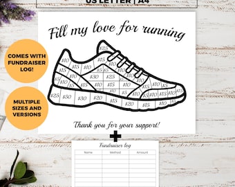 Llena mi amor por correr Recaudación de fondos, Oculta mi tablero, recaudación de fondos de carrera, recaudación de fondos de carrera, completa el folleto de recaudación de fondos, plantilla de recaudación de fondos