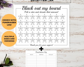 Recaudación de fondos con una estrella, ocultar mi tablero, recaudación de fondos en equipo, donación escolar, completar la recaudación de fondos, plantilla de recaudación de fondos para todo uso