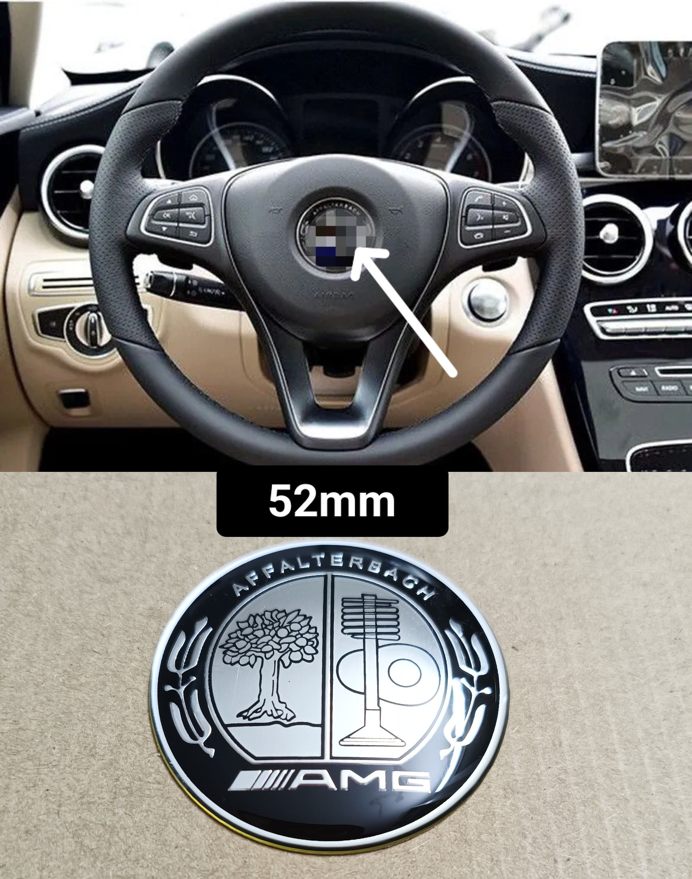 Mercedes benz steering wheel emblem replacement discount