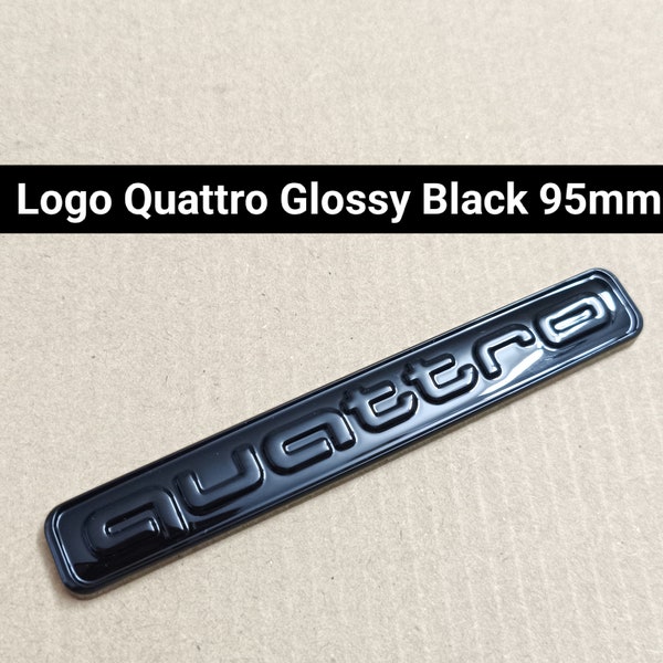 1 logo Emblème Quattro Glossy Black Arrière coffre 95mm