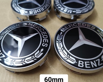 4x Mercedes Logo Hub Cap Black 60mm Center Wheel Rim Emblem New Etsy