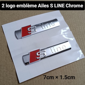 2 S Line Logo Emblem Badge Vingar Självhäftande Sline ABS Krom Original