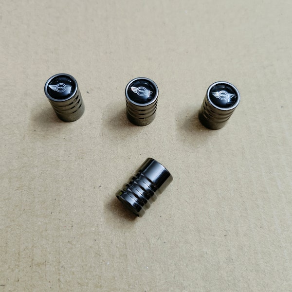 Set of 4 black valve caps for Mini-Coopers