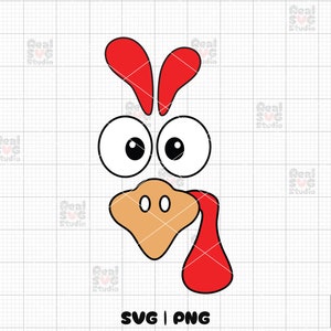 Turkey Face SVG |  Cute Thanksgiving Turkey Face | PNG Transparent Background | Turkey Trot | Turkey Face Cut Files for Cricut & Silhouette