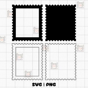Briefmarke Rahmen SVG PNG | Mail Rahmen Schnittdatei für Cricut und Silhouette | Post Stempel Clipart | Briefmarke Umriss Rahmen Vektor