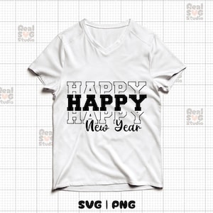 Happy New Year Svg, Svg de chemise universitaire du Nouvel An, Svg rétro du Nouvel An, Svg de saison confortable, Bonjour 2025 Svg, Happy New Year 2025, Svg d'équipage du Nouvel An