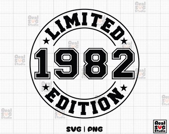 1982 Limited Edition SVG, PNG: 43th Birthday Cut Files