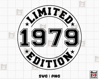 Vintage 1979 Birthday SVG: Aged to Perfection Design (digital