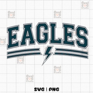Varsity Eagles Lightning Bolt Svg Png, Eagles Mascot Png, Kelly Green, Eagles Shirt Design, Eagles Sublimation, Trendy Eagles Cut File