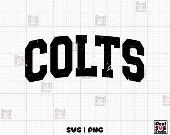 Retro Colts Varsity SVG PNG: Distressed Team Mascot, Cricut & Silhouette Cut File