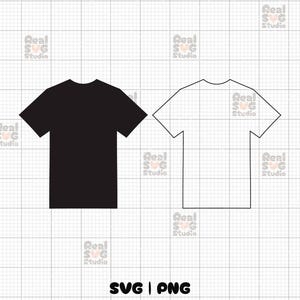 T-shirt SVG, T-shirt PNG, Tee Vector Solid and Outline, Tshirt Strokes SVG, Clothing Template Svg, Shirt Cutting File, Cricut & Silhouette