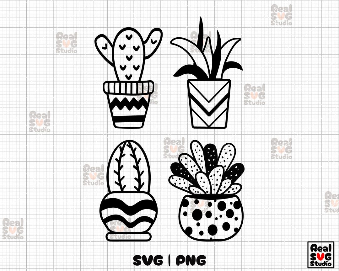Cactus SVG PNG Bundle: Succulent Cut Files for Cricut & Silhouette - Etsy