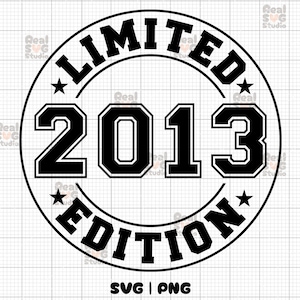 Puede incluir: Diseño de círculo en blanco y negro con el texto "LIMITED EDITION 2013" en negrita.