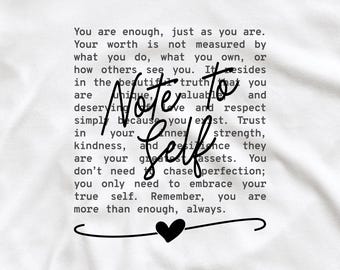 Note To Self PNG: Motivational Mental Health Sublimation