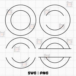 Pacchetto frame nome diviso doppio cerchio SVG PNG / Download digitale / Pacchetto cerchio / Cerchio Png / File di taglio cornice doppio cerchio Cricut