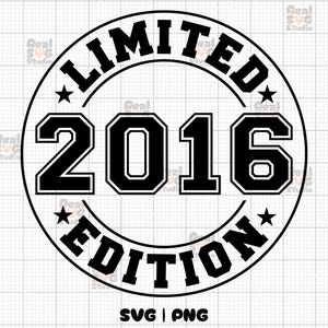 Könnte beinhalten: Schwarz-weißes Kreisdesign mit dem Text "LIMITED EDITION 2016" in fetter, weißer Schrift.