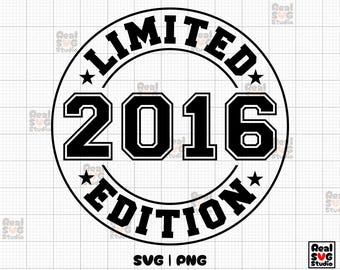 May include: Black and white circle design with the text "LIMITED EDITION 2016" in a bold, white font.