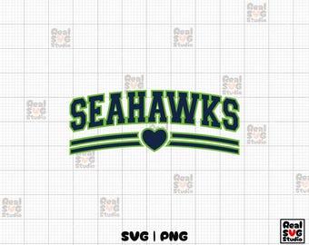 Seahawks Football Svg Png: Varsity Arched Team Name Design (Digital Download)
