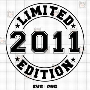 Édition limitée 2011 SVG, PNG | Anniversaire Svg | Est 2011 chemise Svg | PNG d'anniversaire | 2011 Svg | 2011 png | 13e anniversaire Svg | Fichiers de coupe 2011
