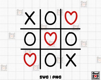 Tic Tac Toe Valentines SVG PNG: XOXO Heart Shirt Design (digital ...