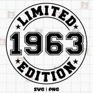 Edição Limitada 1963 SVG, PNG | Aniversário Svg | Est 1963 Camisa Svg | Aniversário Png | 1963 Svg | 1963 Png | 61º Aniversário Svg | 1963 Arquivos de Corte