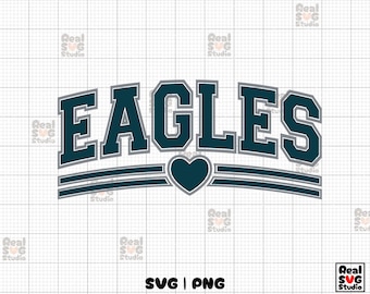 Eagles Varsity Heart SVG PNG: Kelly Green Football Design (Digital Download)