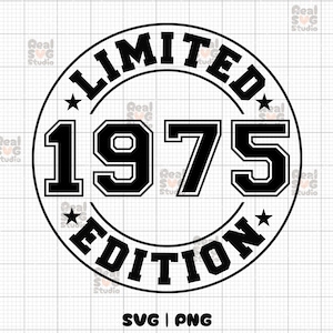 Edição Limitada 1975 SVG, PNG | SVG de aniversário | Camisa Est 1975 Svg | Aniversário Png | 1975 SVG | 1975 Png | 49º Aniversário SVG | Arquivos de corte de 1975