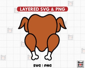 Thanksgiving Roasted Turkey SVG PNG: Thanksgiving Dinner | Cooked Turkey Transparent Background Png | Vector Cut File (Digital Download)