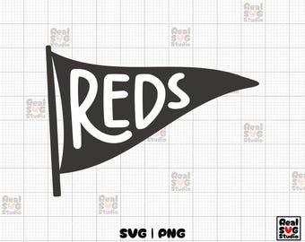 Reds Team Pennant SVG PNG: Sports Cut File (Digital Download)